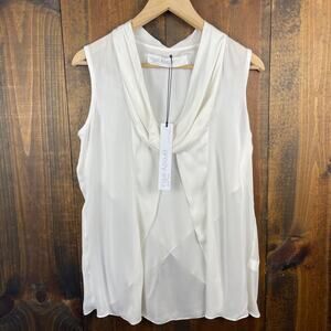 Yigal Azrouël Double Silk Georgette Cowl Neck Sleeveless Blouse Ivory Women's 6